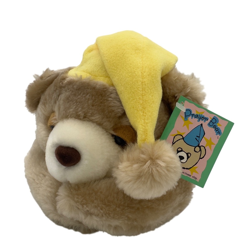 KenTex Prayer Bear Plush Talking Bedtime Yellow Pajamas Vintage 90s NOS Rare
